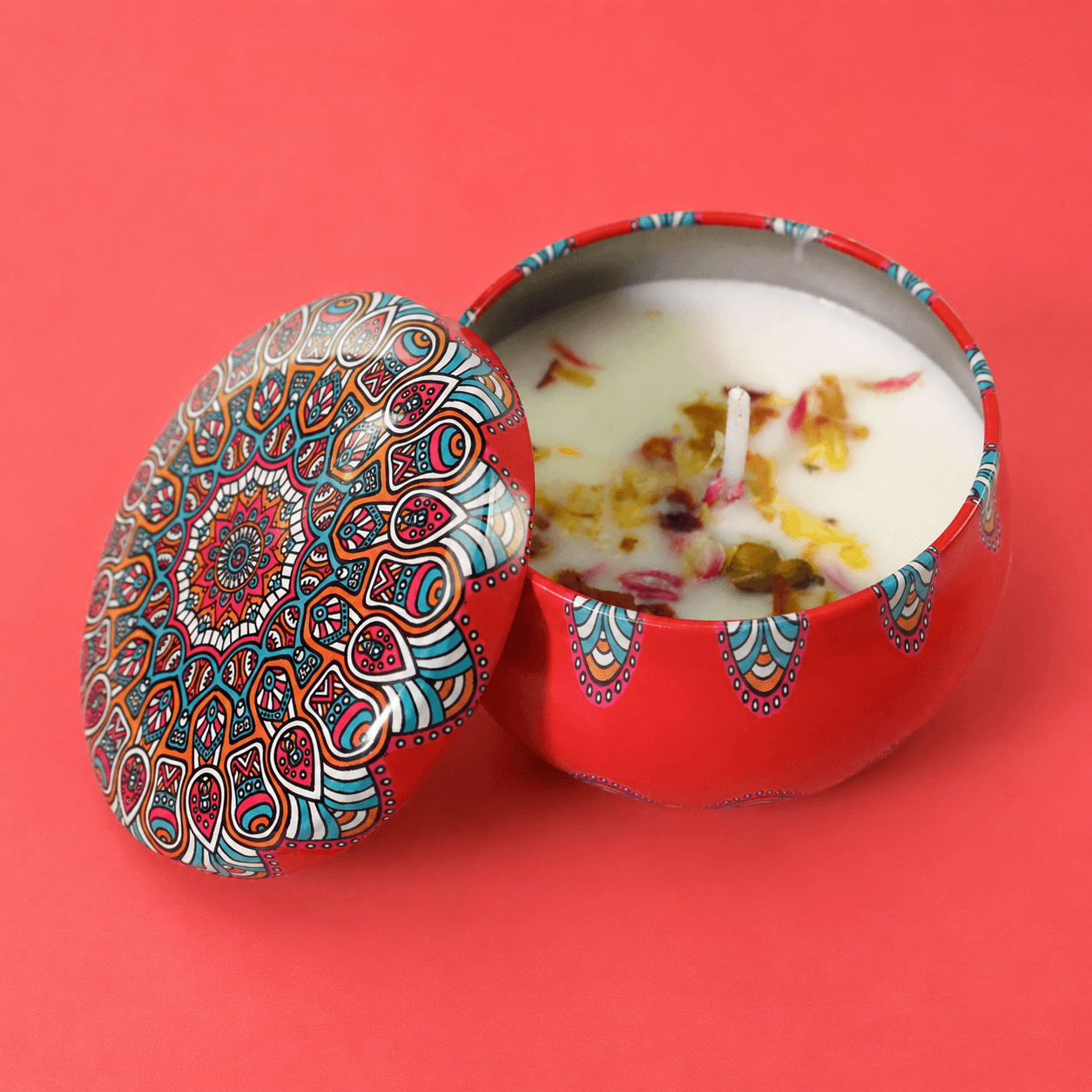 Luxury Aromatherapy Soy Wax Candle in Reusable Decorative Metal Tin – Rose Fragrance